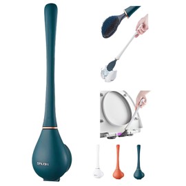 Modern Flexible Silicone Toilet Caspa for Home 2025 Silicone Toilet Wand Bowl Brush and Holder Cleaning Set Wall Mounted Rubber Bathroom Toilet Scrubber Bowl Cleaner Brushes with Dispenser (Green)