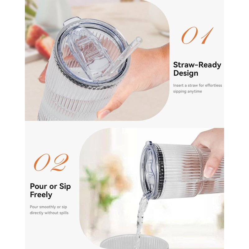 SUNRAYNEST Replacement Lids for 20 oz Tumblers, 2 Pack, Splash-Resistant