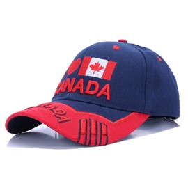 Koijhnb Adult Unisex Canada Flag Baseball Cap Maple Leaf Embroidered Men Women Adjustable Cotton Canada Golf Dad Hat(Blue-D)
