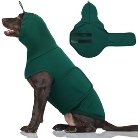 Hjumarayan Anxiety Coats for Dogs, Stretchy Calming Jacket for Dogs Anxiety Coat with Happy Hoodie, Anxiety Vest for Dogs Comfy Dog Calming Jacket for Firework, Thunder, Sirens (Dark Green XL)