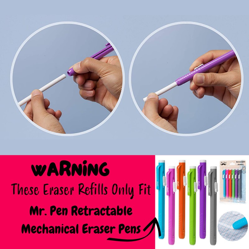 Mr. Pen- Eraser Refill, Erasers, Pack of 12, Eraser Pen