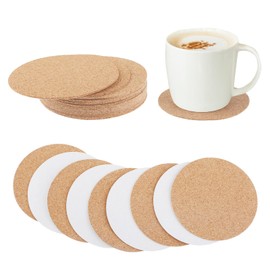 16 Pcs Self-Adhesive Cork Round, 3.5" x 3.5" Cork Coasters, CorkBacking for Coaster Mini Board for DIY Coasters, Wall, Mat, Tiles, (Wood Color, Circles)