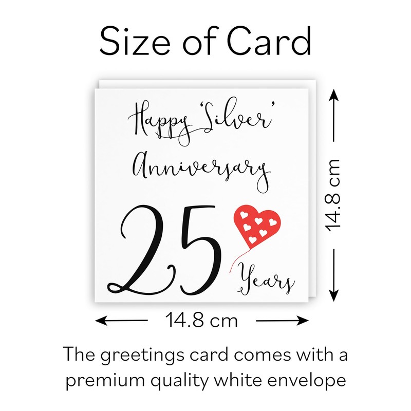 Hunts England - 25th Wedding Anniversary Card - Happy Silver