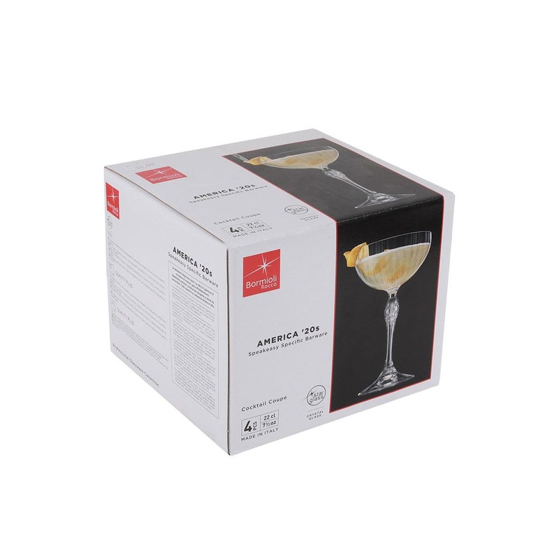 Bormioli Rocco America '20s 7.5 oz. Cocktail Coupe Glasses, Clear,