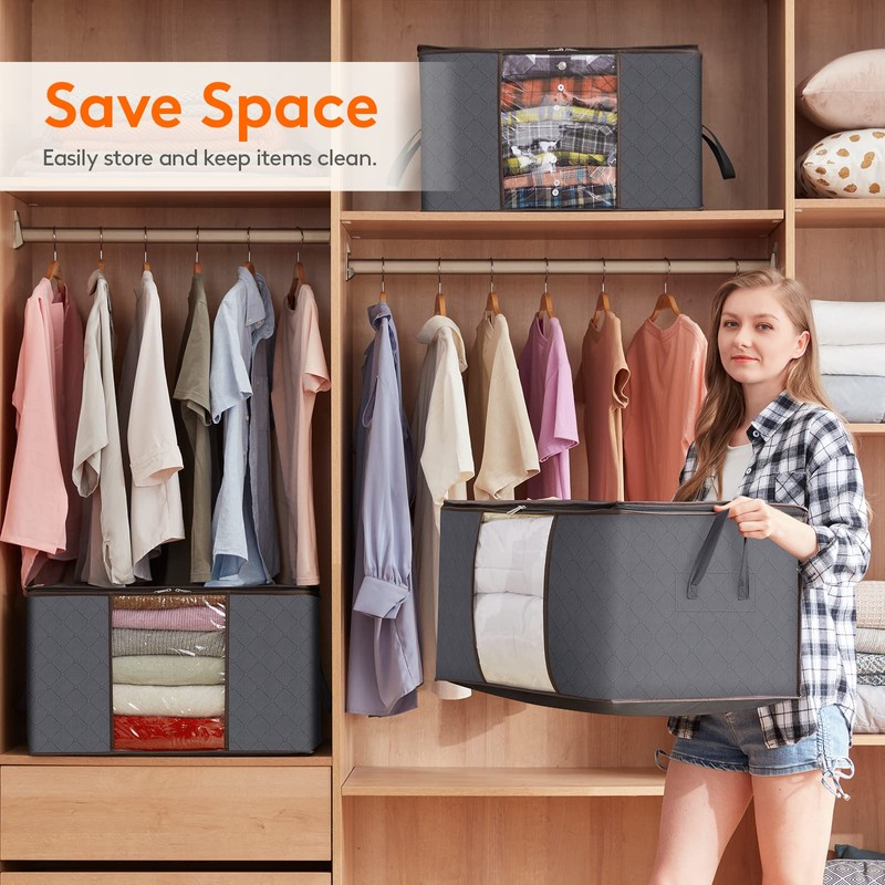 Lifewit Large Capacity Clothes Storage Bag Organizer with Reinforced Handle