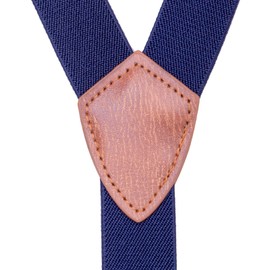 Children's Boys Braces Bow Tie Set - Y-Shaped Braces and Bow Tie Set for Boys Girls Leather Adjustable Elastic Braces with 4 Clips, navy blue