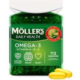 Moller’s ® | Omega-3 Capsules | Fish Oil | Nordic Omega-3 Dietary Supplement with EPA and DHA and Vitamins A, D and E | 166-year-old-brand | Daily Health | 112 Capsules