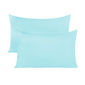 BEDSUM Microfiber Standard Pillowcases Set of 2, Soft Wrinkle Resistant and Easy Care Pillow Cases with Envelope Closure for Kids, 20x26 inches,Aqua