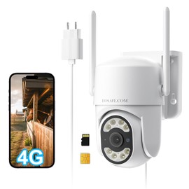 No WiFi Security Camera, 4G LTE Cellular Security Camera, Plug-in Cameras for Home Security, Auto Tracking, Smart Detection, Color Night Vision, 24/7 Recording (Data Plan Need to Subcribe)