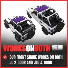 SPIDERWEBSHADE Original JL 4-Door Half Sunshade Top (2018-2026) Compatible with Jeep Wrangler JL 2-Door or JLU Rubicon Sahara Sport All Trims - Airbag Safe - USA Made - 10 Year Warranty (Purple)