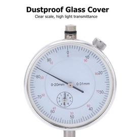 Dial gauge, embedded brass sleeve, high-precision mechanical dial gauge made of wear-resistant stainless steel for precise measurements (0-20 mm)