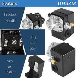 23474570 Pressure Switch Two Stage Compressor 135-175 PSI Fit for Ingersoll Rand Reciprocating Air Compressor 2475 2545 2340 7100 2475 W/Unloader And On/Off Lever