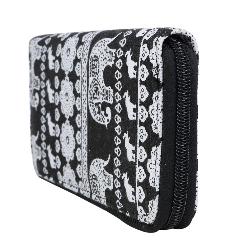 DonDon Women’s Purse Pattern Elephants Black White