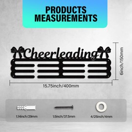 PH PandaHall Cheerleading Theme Medal Display Rack, Wall Mounted Tiered Medal Hanger Holder Butterfly Medal Hanging, Sports Ribbon Display Rack for Living Room Bedroom Stadiums Gym