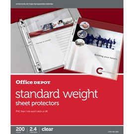 Office Depot Standard Weight Sheet Protectors, 8 1/2in. x 11in., Clear, Pack Of 200, OD491694