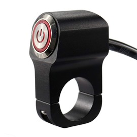 Jeemitery CNC Aluminum Motorcycle Handlebar Switch for 7/8" Bars, 12V 10A ON-Off Switch with Waterproof Rocker & LED Light (Red) for Fog Lights, Horn, Headlight