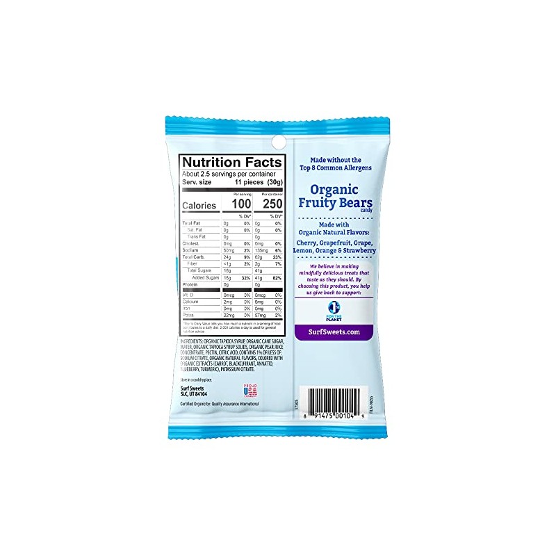 Surf Sweets Organic Fruity Bears, Non GMO Project Verified, Gluten
