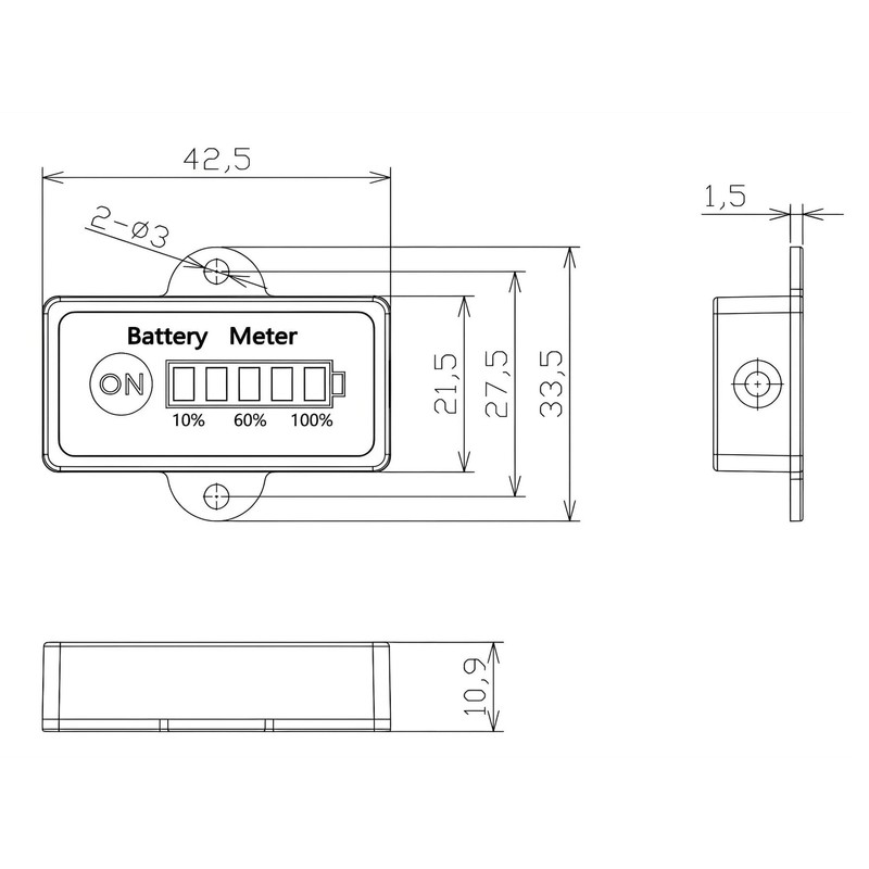 12V 24V 36V 48V Battery Indicator, Waterproof Universal LED Display