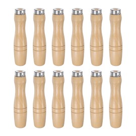 HARFINGTON 12pcs Wooden File Handle 4.13 Inch 6.2mm Round Hole Ergonomic Handles with Metal Collar for 8" Metal Files