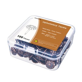 Homdire Upholstery Tacks for Furniture, 5/8“ Vintage Upholstery Nails Decorative Tack, 100PCS Heavy Duty Furniture Tacks for Upholstery, Daisy Sofa Furniture Nails for Wood, Red Copper