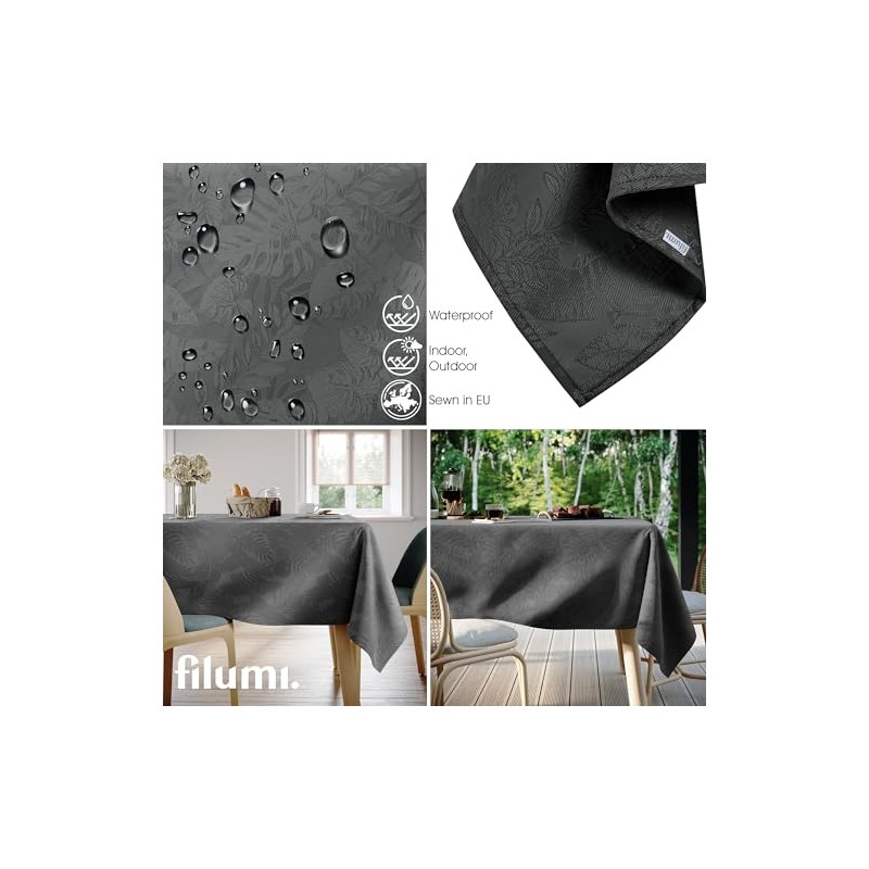 Filumi Eris Tablecloth 120 x 240 cm Grey Washable for