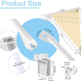 6 Pack 12 Inch Wire Shelf Brackets Set, Includes 6 Support Brackets for Wire Shelving, 4 End Brackets and 12 Wire Shelf Clips, Closet Support Bracket for Wardrobe and Wall Bracket