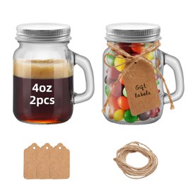 eispap 12Pcs 4 OZ Mini Mason Jar Mugs Mason Jar Mugs with Handles and Lids Small Drinking Glass and DIY Favor Wedding Bridal Shower Party Supplies for Drinks, Gifts, Candles and Crafts 120ML (12)