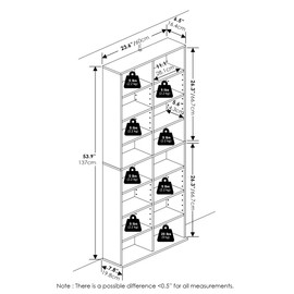 Furinno Jaya 16-Shelf Multimedia Media Storage Tower Rack with Adjustable Shelves, Amber Pine