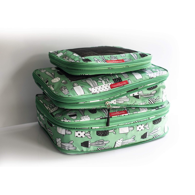LeanTravel Compression Packing Cubes for Travel Organizers with Double Zipper