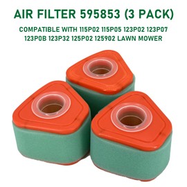 595853 597265 597266 Air Filter (3 Pack) Compatible with Briggs & Stratton Lawn Mower Engine Replaces 115P02 115P05 123P02 123P07 123P0B 123P32 125P02 125902