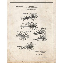 Hair Roller and Clip Assembly Patent Print Old Look with Border (11" x 14") M14060
