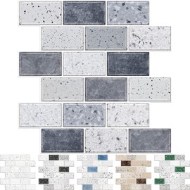 URCOLOR 10-Sheet Backsplash Tile for Kitchen Peel and Stick,12"x12" Self Adhesive Wall Tiles on Back Splashes for Bathroom Gray