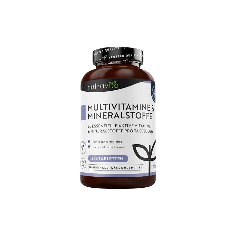Multivitamins & Minerals, 365 Vegan Multivitamin Tablets, Supply for 1