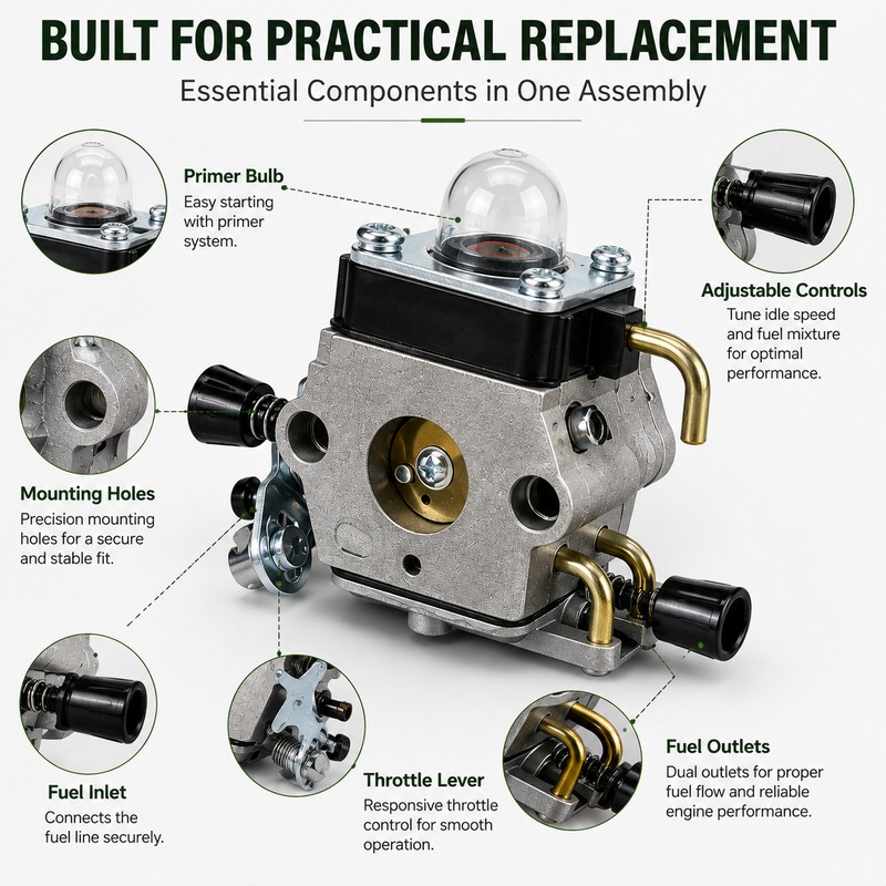 Replacement Carburetor for String Trimmers – Carb Kit for FS80