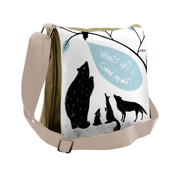 Lunarable Quirky Messenger Bag, Bird Bringing News, Unisex Cross-body