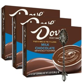 Candy Freezer Instant Pudding & Pie Filling Mix 3.03 oz Box (Pack of 3) with Gem Spoon (DØVƐ Milk Chocolate) - Gem Spoon