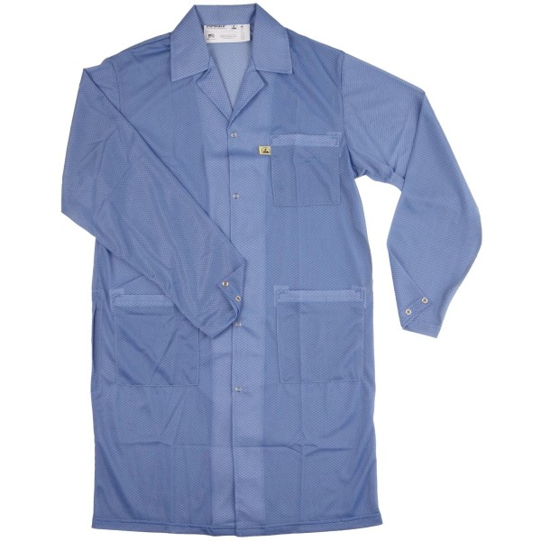 Desco 73607 Statshield ESD Smock, Lab Coat with Snaps, Blue,