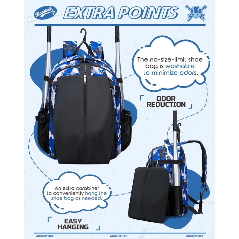 FOKDUVB Baseball Softball Backpack for Kids Boys Girls 6-8 8-12