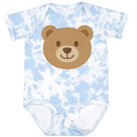 inktastic Cute Teddy Bear Face for Kids Baby Bodysuit 12 Months Tie Dye Blue 46672