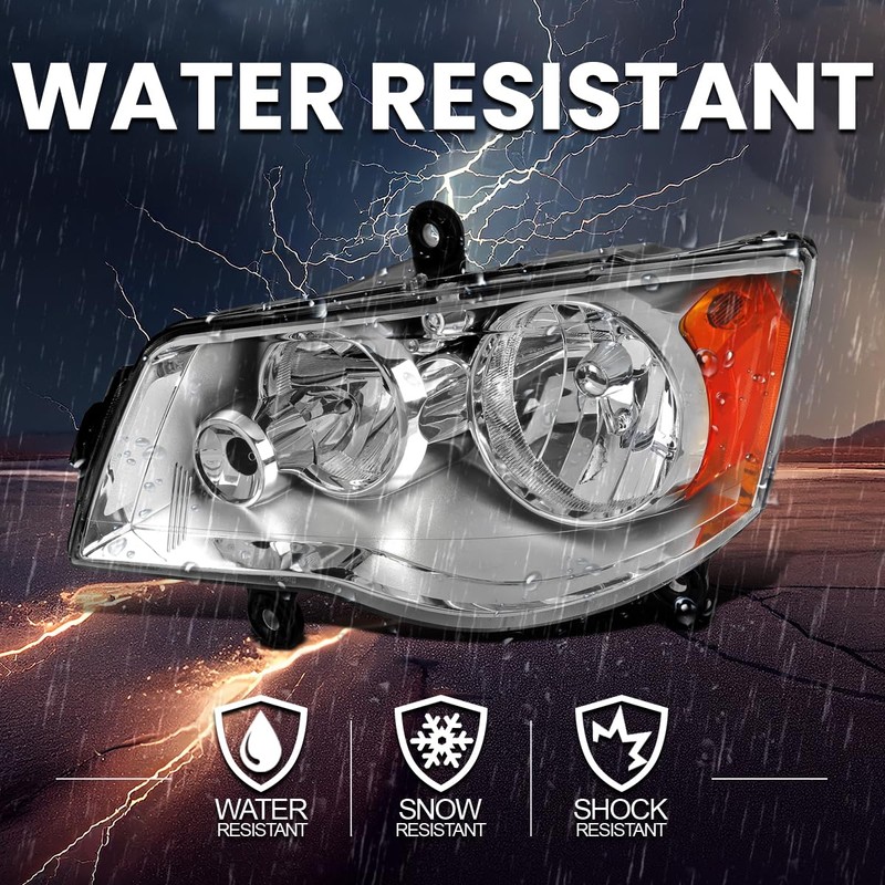 SPEC-D TUNING Chrome Headlights Compatible with 2011-2018 Dodge Grand Caravan,