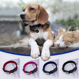 Likesing XS Puppy Collar Girl Boy, Cotton Dog Collar for Mini Dogs Female Male Pet Cats Puppy Collar, Extra Small Dog Collar for Litter with Buckle, D-Ring and Removable Tag(7.8"-11.8" L, 3/4" W)