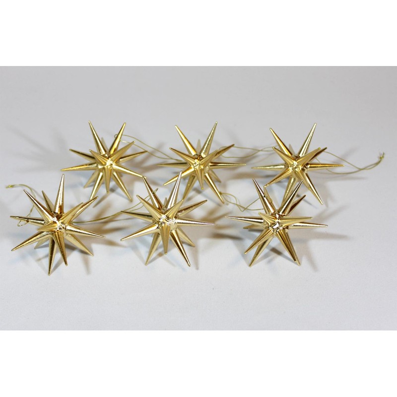 Wooden Ornament Gold Stars 3d (Small) Boxed Set of 6 199/007 