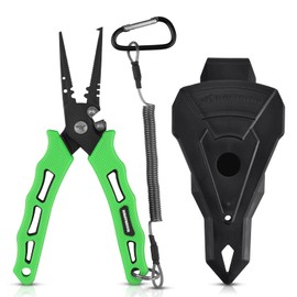 KastKing Cutthroat - Alicates de pesca de 7 pulgadas, resistentes al agua salada, herramientas de pesca de acero inoxidable 420, mango de goma cómodo y antideslizante, cortador de línea trenzada,