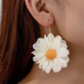 3D Sunflower Daisy Flower Earrings for Women Large Floral Statement Earrings Spring Accessories