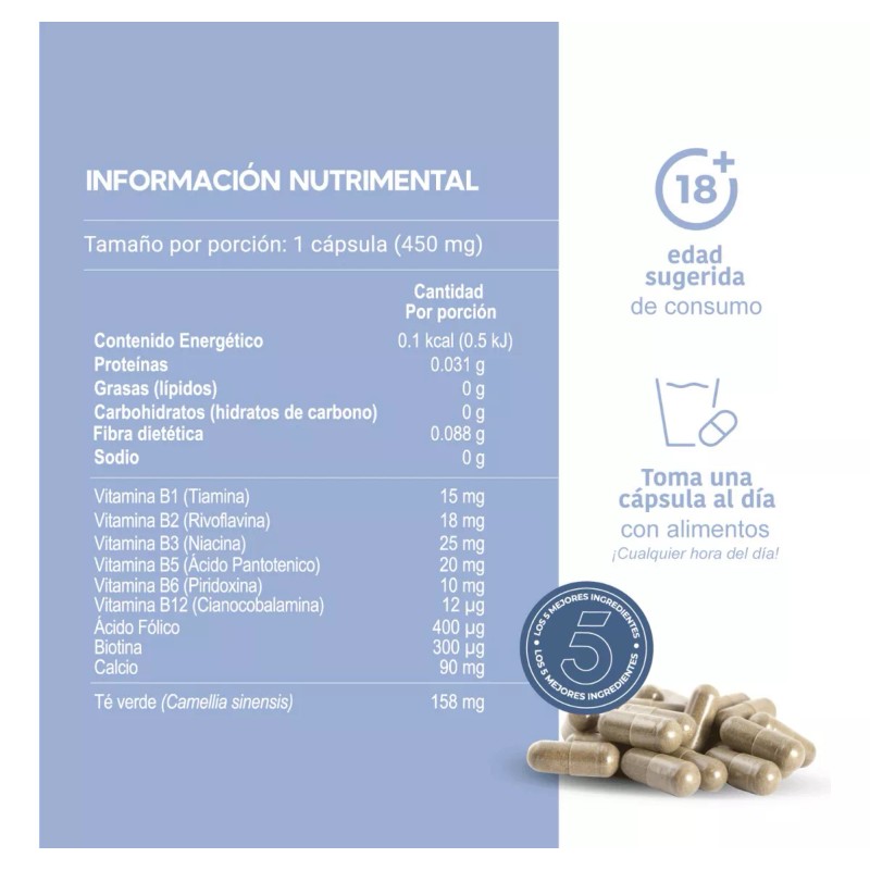 Lifeed5 Capsulas Vitaminas B3 B5 B12 Biotina Acido Folico Lifeed5