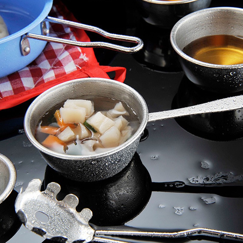16PCS Pots and Pans Kitchen Toy Stainless Steel Pretend Play