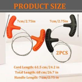 Pack of 2 Stainless Steel Wire Saw, Portable Pocket Saw, Rope Saw, Improved Hand Chainsaw, Manual Pocket Saw, Non-Slip Emergency Wire Saw with Loops for Outdoor Gardening, Hiking, Camping, 68 cm