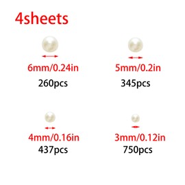 YUYUDEHM 1792PCS Self Adhesive Pearl Stickers, Pearl Decorative Sticker for Body Makeup, Nails, Cell Phone, Scrapbook, 4 Sizes