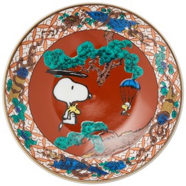 Peanuts SN362-333 Snoopy Kutani Ware Bean Plate, Red Pattern