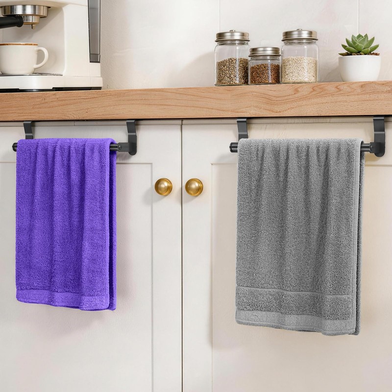Over Cabinet Towel Holder, 2 Pack Kitchen Cabinet Door Towel